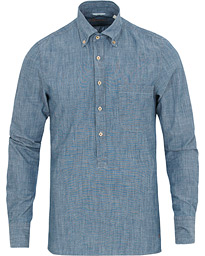  Slimline Garment Washed Popover Shirt Light Blue S