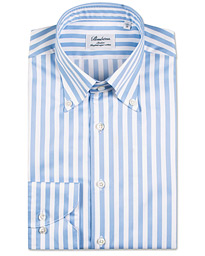  Slimline Button Down Stripe Shirt Light Blue