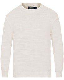  Slub Knitted Crew Neck White