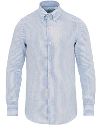  Tokyo Slim Fit Button Down Linen Shirt Light Blue