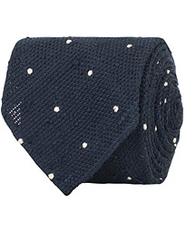  Woven Shantung Dot 8 cm Tie Navy