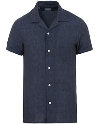  Short Sleeve Linen Camp Shirt Navy