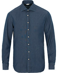  Fitted Body Garment Washed Shirt Dark Denim