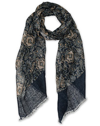  Linen Paisley Scarf Navy