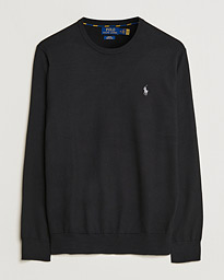  Pima Cotton Crew Neck Pullover Polo Black