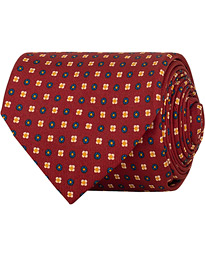  7-Fold Printed Foulard Pattern Silk Tie Bordeaux 8 cm