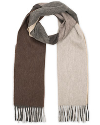  Lambswool/Angora Block Check Scarf Brown