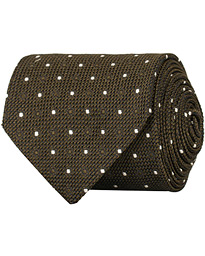  Silk Grenadine Woven Dot 8 cm Tie Brown