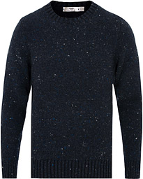  Merino/Cashmere Crew Neck Donegal Sweater Navy