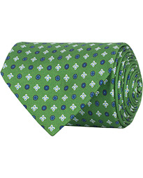  3-Fold Printed Heritage Symbol Silk Tie 8 Cm Grass Green