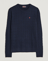  Merino Cable O-Neck Navy