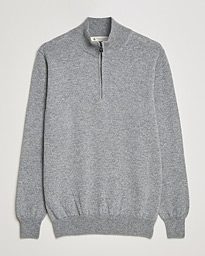  Cashmere Half Zip Sweater Light Grey