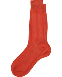  Cotton Ribbed Short Socks Rust Orange