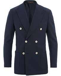  Grant Fishbone Double Breasted Blazer Navy