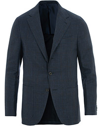  Cotton/Linen Glencheck Blazer  Dark Blue