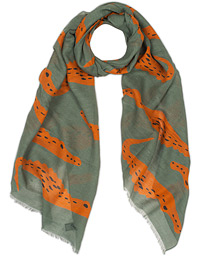  Cotton/Linen Crocodile Printed Scarf Green