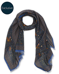  MTO Wool/Silk Printed Scarf Navy