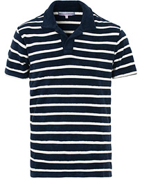  Terry Hudson Towelling Stripe Polo Navy/Shell