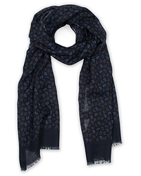  Wool Printed Paisley Scarf Navy