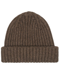  Lambswool/Angora Ribbed Hat Brown