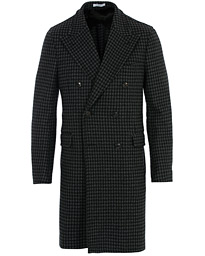  K Jacket Double Breasted Houndstooth Coat Dark Grey