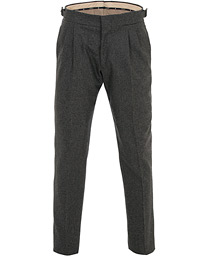  Two Pleat Zip Side Buckle Flanell Trousers Grey