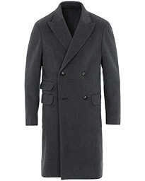  Double Breasted Unlined Beaver Wool Coat Grey Melange