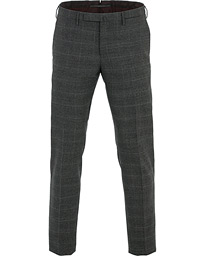  Slim Fit Glencheck Wool Trousers Charcoal