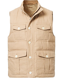  Cotton/Linen Quilted Vest Beige