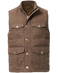  Cotton/Linen Quilted Vest Brown