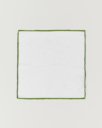  Linen Paspoal Pocket Square White/Green