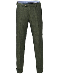  Fred Linen Turn Up Trousers Green