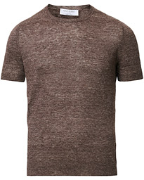 Gran Sasso Crew Neck Linen Tee Light Brown – Brun