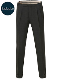  Carl Double Pleated Wool Trousers Brown