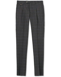  Gentleman Fit Overcheck Wool Trousers Dark Grey