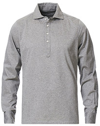  Cotton Popover Poloshirt Grey Melange