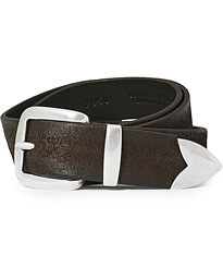  Western Suede Belt 3 cm Dark Brown