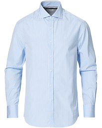  Slim Fit Striped Poplin Shirt Light Blue