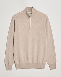  Cashmere Half Zip Sweater Beige