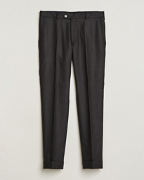  Denz Turn Up Flannel Trousers Brown Melange