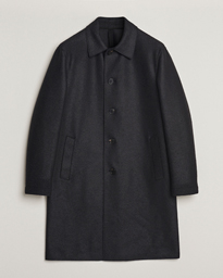 Pressed Wool Mac Coat Black