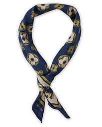  Printed Silk/Cotton Scarf Navy/Green