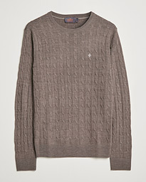  Merino Cable Crew Neck Light Brown