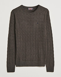  Merino Cable Crew Neck Dark Brown