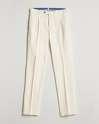  Slim Fit Pleated Cotton Stretch Chinos Off White