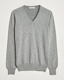  Cashmere V Neck Sweater Light Grey