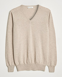  Cashmere V Neck Sweater Beige