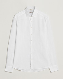  Slimline Cut Away Linen Shirt White