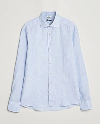  Slimline Cut Away Linen Shirt Light Blue