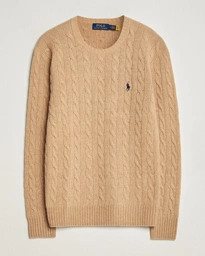 Polo Ralph Lauren Wool/Cashmere Cable Crew Neck Camel Melange